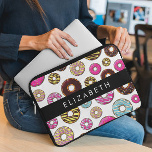 Pattern Of Donuts, Colorful Donuts, Your Name Laptop Sleeve