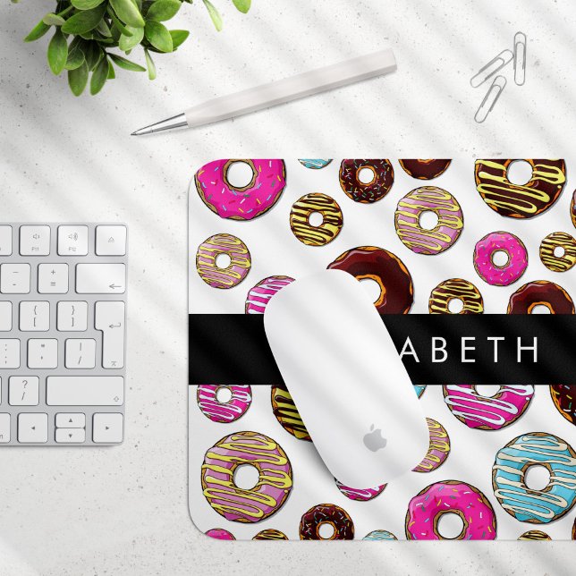 Pattern Of Donuts, Colorful Donuts, Your Name Mouse Pad (Creator Uploaded)