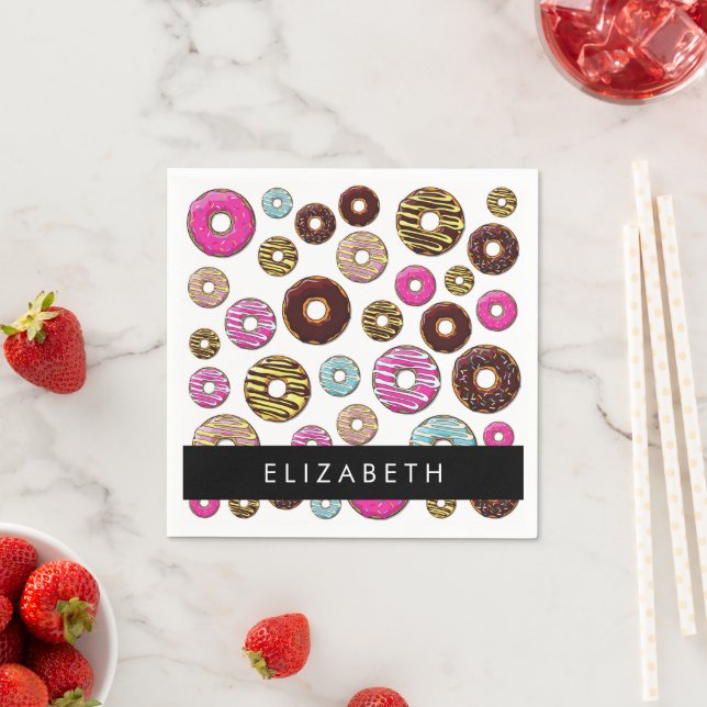Pattern Of Donuts, Colorful Donuts, Your Name Napkins (Insitu)