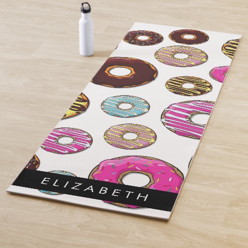 Pattern Of Donuts Colorful Donuts Your Name Yoga Mat
