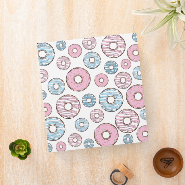 Pattern Of Donuts, Pink Donuts, Blue Donuts 3 Ring Binder (In Situ)
