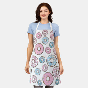 Pattern Of Donuts, Pink Donuts, Blue Donuts Apron