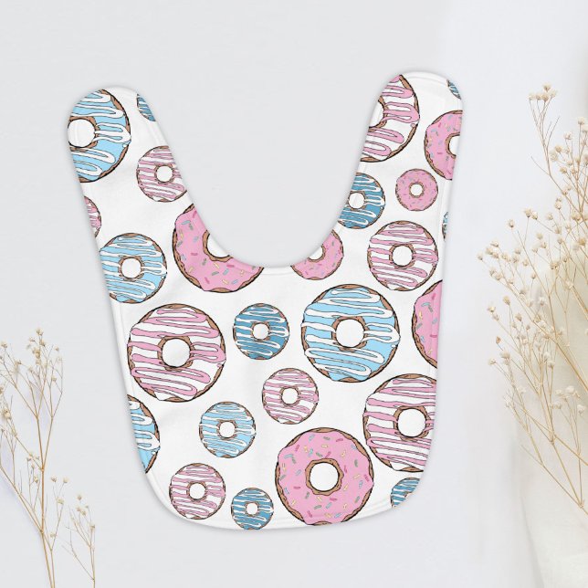 Pattern Of Donuts, Pink Donuts, Blue Donuts Baby Bib (Creator Uploaded)
