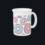 Pattern Of Donuts, Pink Donuts, Blue Donuts Beverage Pitcher<br><div class="desc">Cute,  fun and adorable pattern with pink and blue donuts. Modern and trendy gift,  perfect for the donut lover in your life.</div>