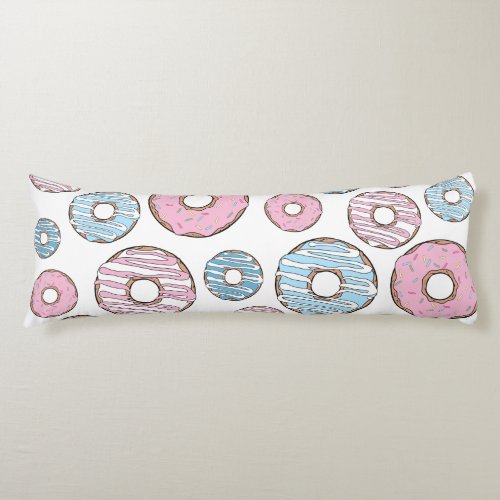 Pattern Of Donuts Pink Donuts Blue Donuts Body Pillow