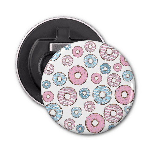 Pattern Of Donuts, Pink Donuts, Blue Donuts Bottle Opener (Front)
