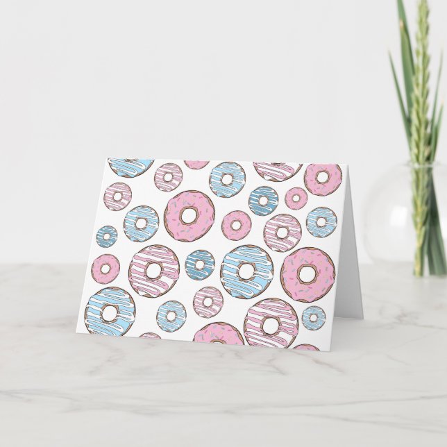 Pattern Of Donuts, Pink Donuts, Blue Donuts Card (Front)