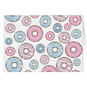 Pattern Of Donuts, Pink Donuts, Blue Donuts Cards