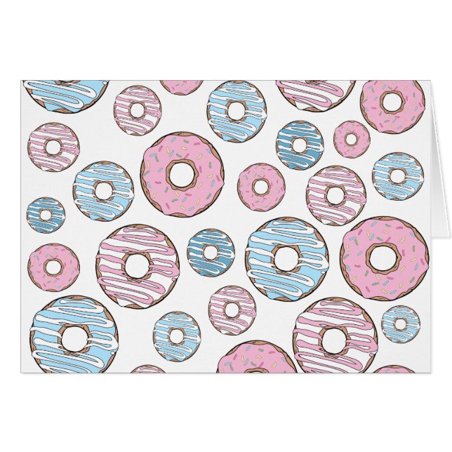 Pattern Of Donuts, Pink Donuts, Blue Donuts Cards (Front Horizontal)