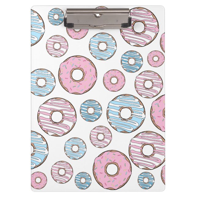 Pattern Of Donuts, Pink Donuts, Blue Donuts Clipboard (Front)