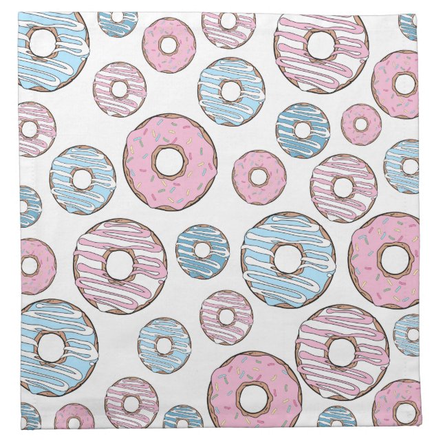 Pattern Of Donuts, Pink Donuts, Blue Donuts Cloth Napkin (Front)
