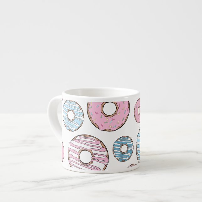 Pattern Of Donuts, Pink Donuts, Blue Donuts Espresso Cup (Front Left)