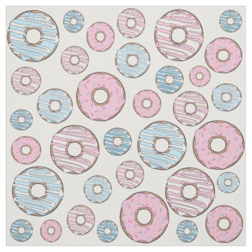 Pattern Of Donuts, Pink Donuts, Blue Donuts Fabric