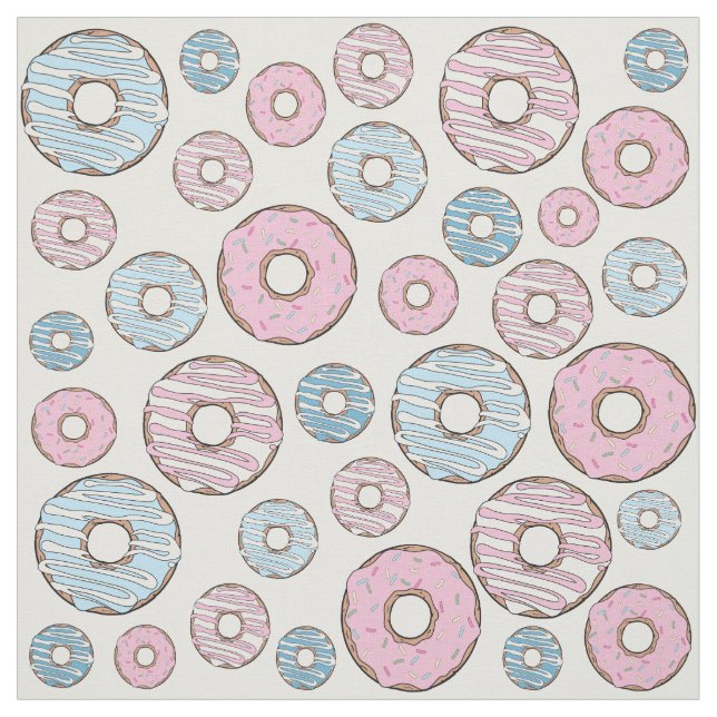 Pattern Of Donuts, Pink Donuts, Blue Donuts Fabric (Swatch)
