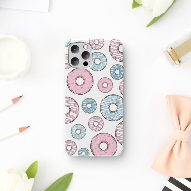 Pattern Of Donuts, Pink Donuts, Blue Donuts iPhone Case (Creator Uploaded)