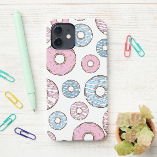 Pattern Of Donuts Pink Donuts Blue Donuts iPhone 12 Case