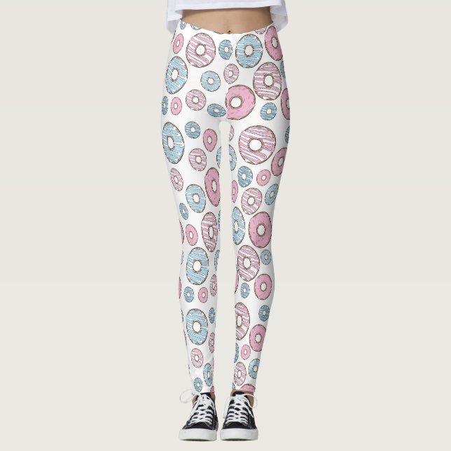 Pattern Of Donuts, Pink Donuts, Blue Donuts Leggings (Front)