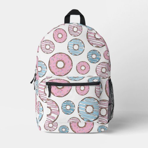 Pattern Of Donuts Pink Donuts Blue Donuts Printed Backpack
