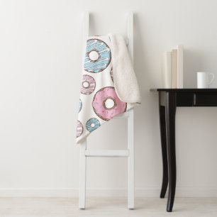 Pattern Of Donuts, Pink Donuts, Blue Donuts Sherpa Blanket