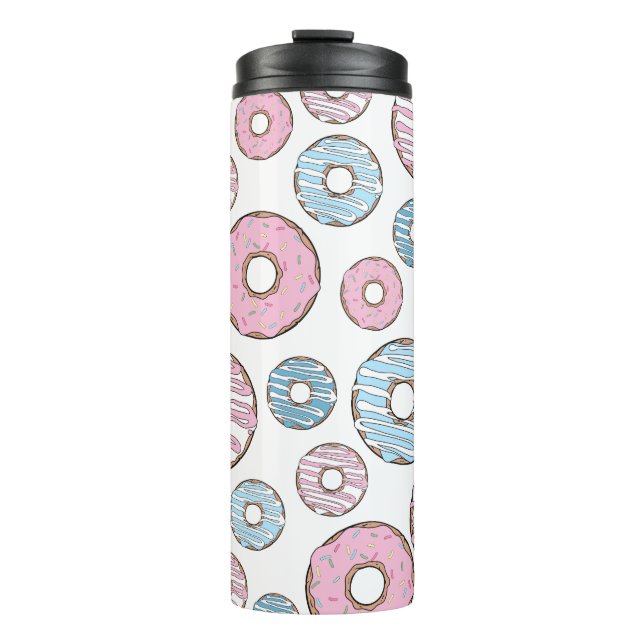 Pattern Of Donuts, Pink Donuts, Blue Donuts Thermal Tumbler (Front)