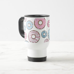 Pattern Of Donuts, Pink Donuts, Blue Donuts Travel Mug
