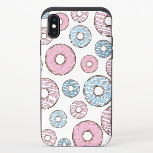 Pattern Of Donuts Pink Donuts Blue Donuts iPhone X Slider Case