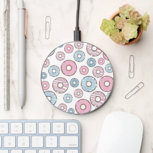 Pattern Of Donuts Pink Donuts Blue Donuts Wireless Charger