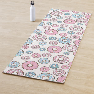 Pattern Of Donuts, Pink Donuts, Blue Donuts Yoga Mat