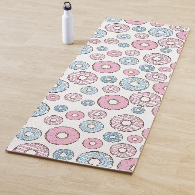 Pattern Of Donuts, Pink Donuts, Blue Donuts Yoga Mat (In Situ)
