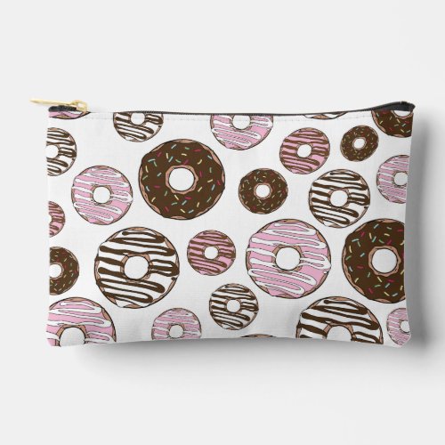 Pattern Of Donuts Pink Donuts Brown Donuts Accessory Pouch