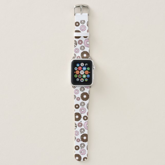 Pattern Of Donuts, Pink Donuts, Brown Donuts Apple Watch Band (Front)