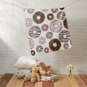 Pattern Of Donuts, Pink Donuts, Brown Donuts Baby Blanket