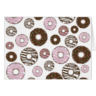 Pattern Of Donuts, Pink Donuts, Brown Donuts Cards