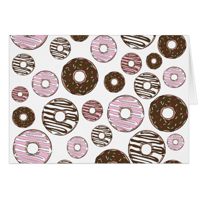 Pattern Of Donuts, Pink Donuts, Brown Donuts Cards (Front Horizontal)