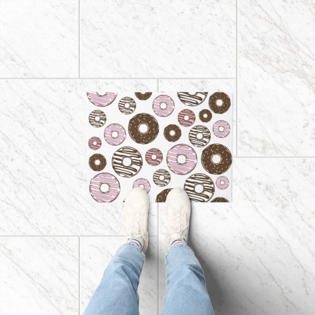 Pattern Of Donuts, Pink Donuts, Brown Donuts Doormat (Indoor)