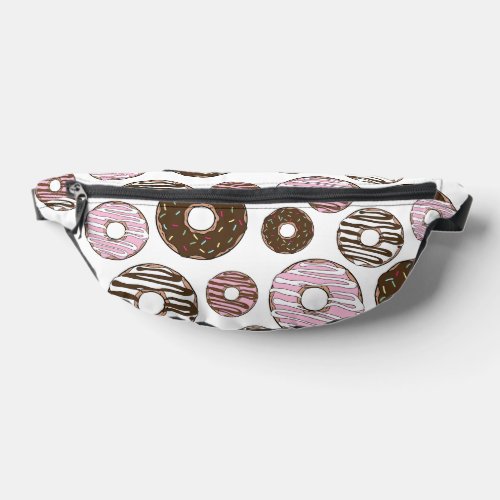 Pattern Of Donuts Pink Donuts Brown Donuts Fanny Pack