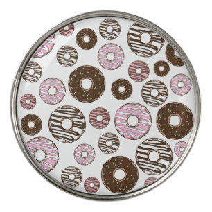 Pattern Of Donuts, Pink Donuts, Brown Donuts Golf Ball Marker