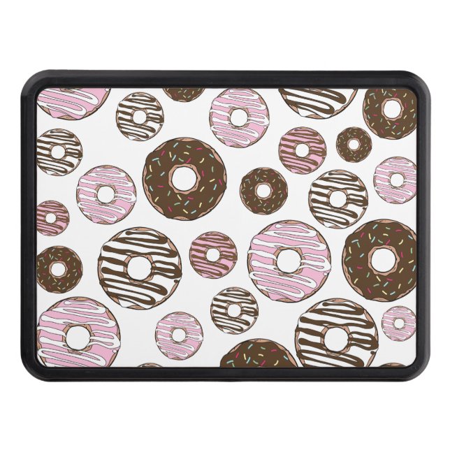 Pattern Of Donuts, Pink Donuts, Brown Donuts Hitch Cover (Front)