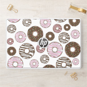 Pattern Of Donuts, Pink Donuts, Brown Donuts HP Laptop Skin