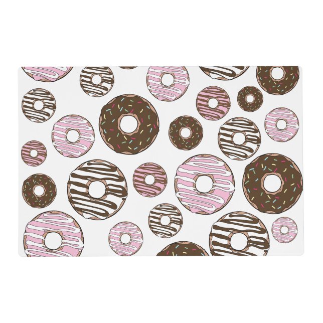 Pattern Of Donuts, Pink Donuts, Brown Donuts Placemat (Front)