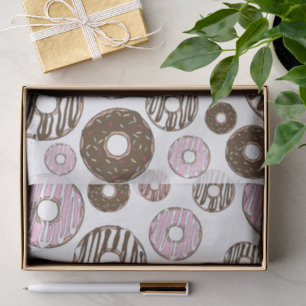 Pattern Of Donuts, Pink Donuts, Brown Donuts Tissue Paper