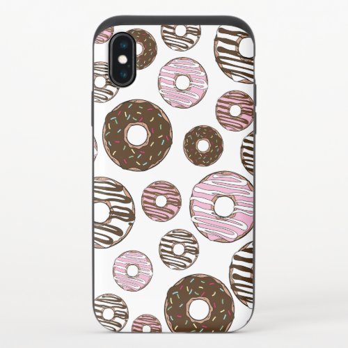 Pattern Of Donuts Pink Donuts Brown Donuts iPhone X Slider Case