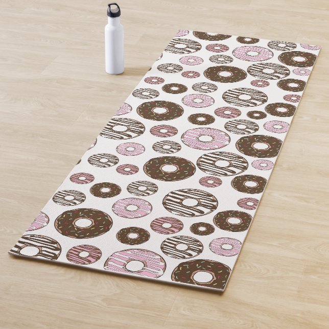 Pattern Of Donuts, Pink Donuts, Brown Donuts Yoga Mat (In Situ)