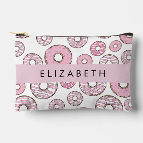 Pattern Of Donuts Pink Donuts Icing Your Name Accessory Pouch