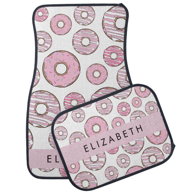 Pattern Of Donuts, Pink Donuts, Icing, Your Name Car Floor Mat (Set)