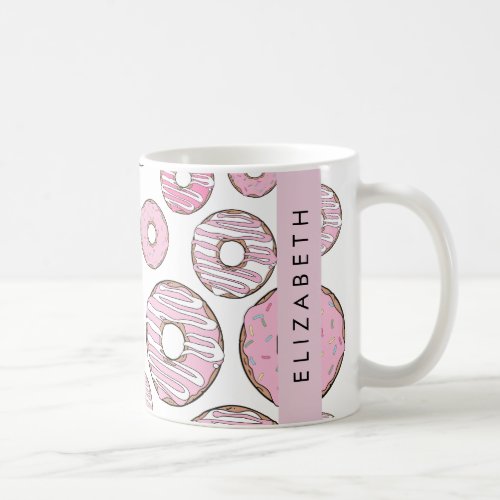 Pattern Of Donuts Pink Donuts Icing Your Name Coffee Mug