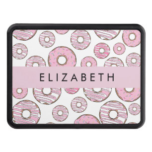 Pattern Of Donuts, Pink Donuts, Icing, Your Name Hitch Cover