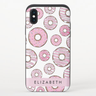Pattern Of Donuts, Pink Donuts, Icing, Your Name iPhone X Slider Case