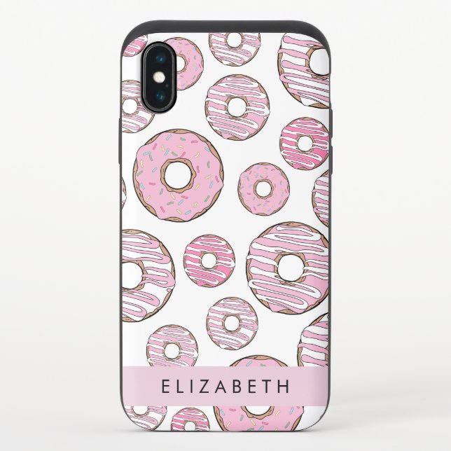 Pattern Of Donuts, Pink Donuts, Icing, Your Name Uncommon iPhone Case (Back)