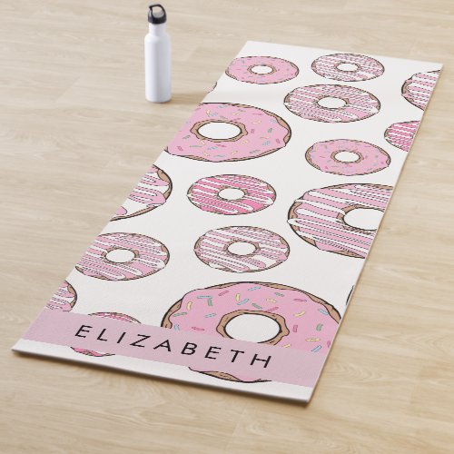 Pattern Of Donuts Pink Donuts Icing Your Name Yoga Mat